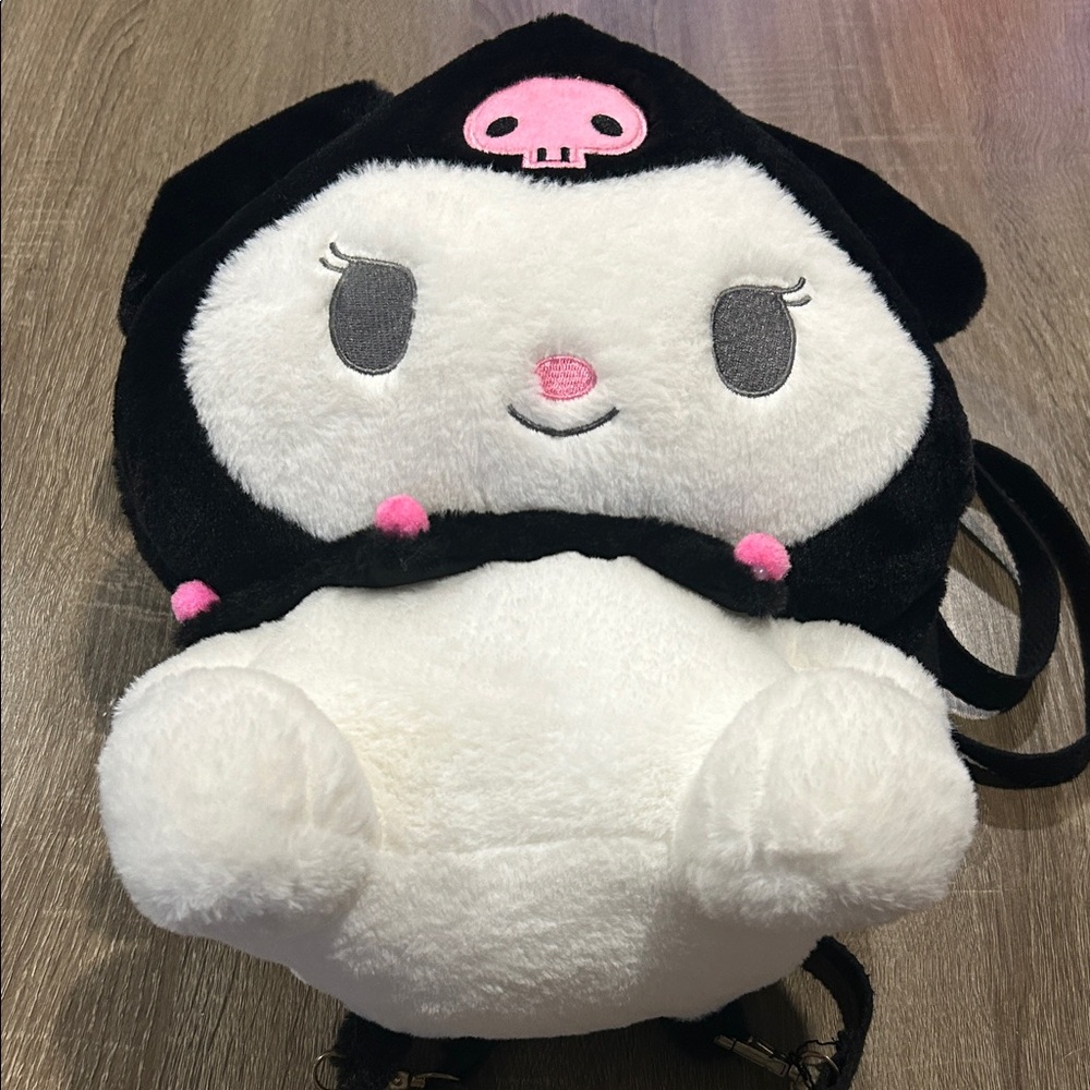 Sanrio Kuromi Plush Backpack - Black, White & Pink